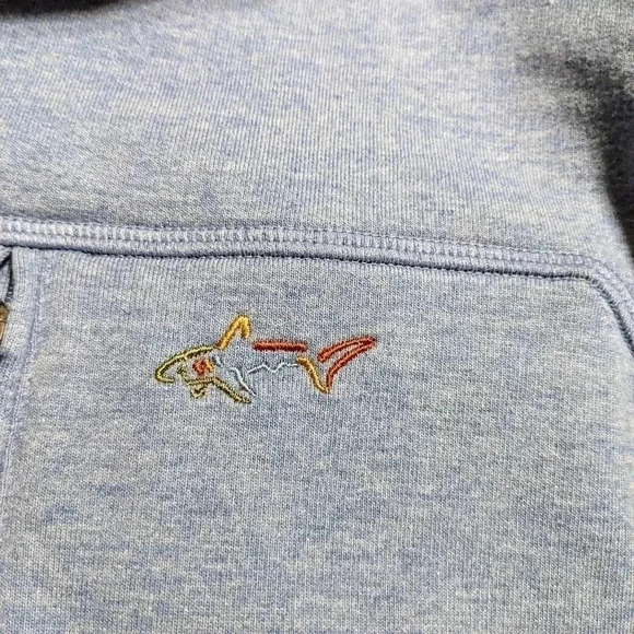 Greg Norman Mens XL Fitted Blue 1/4 Zip Golf Sweatshirt Zippered Chest Pocket - Picture 2 of 5